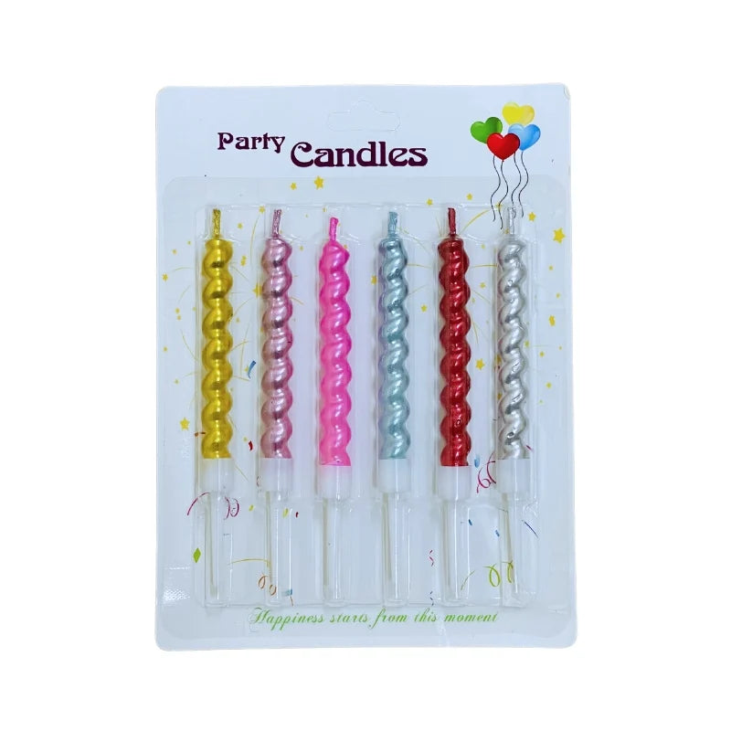 20758 (6 Pcs) Shiny Spiral Party Candles (Multicolor)