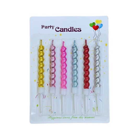 20758 (6 Pcs) Shiny Spiral Party Candles (Multicolor)