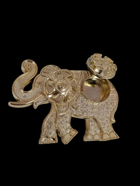 11358 Haldi Kumkum Golden Elephant Holder for Festival items