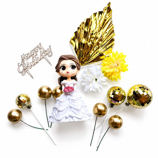 20880 Premium Mermaid Birthday Cake Topper Decoration Set | Happy Birthday Topper, Decorative Balls & Flowers | Cake Decoration Kit for Girls Birthday Party {Random Caracter}
