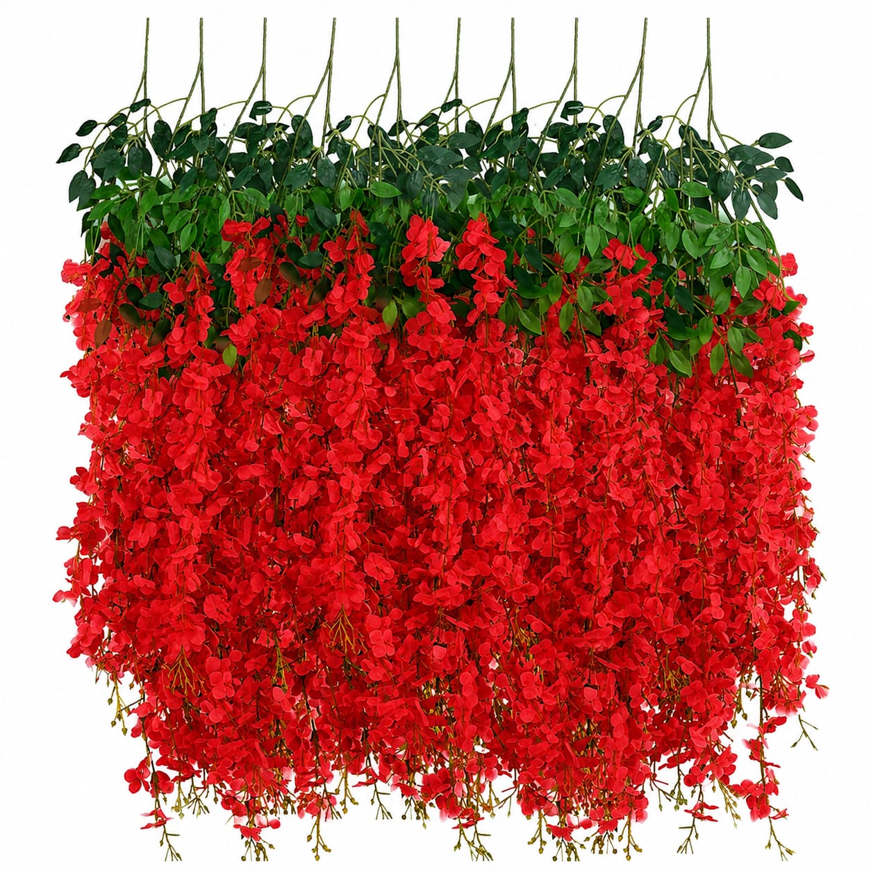 20966 (Pack of 12) Artificial Hanging Wisteria Flower Vines  (red, blue, white, purple, pink, green, yellow)