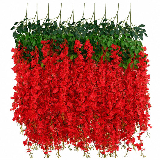 20966 (Pack of 12) Artificial Hanging Wisteria Flower Vines  (red, blue, white, purple, pink, green, yellow)