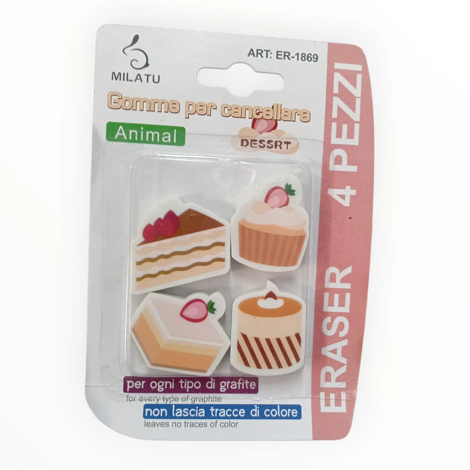 ER-1869 {1 Pack 4 pcs} Random Shapes Eraser