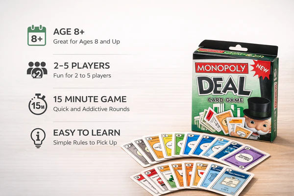 5251 Deal Card Game for Kids and Family, Monopoly Playing Card Game, Travel Card Game