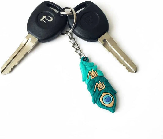 20504 {Pack of 12 } 3D Mor Pankh Keychain with Shri/Radhe , Vastu Good Luck Charm for car, bike, home keychain