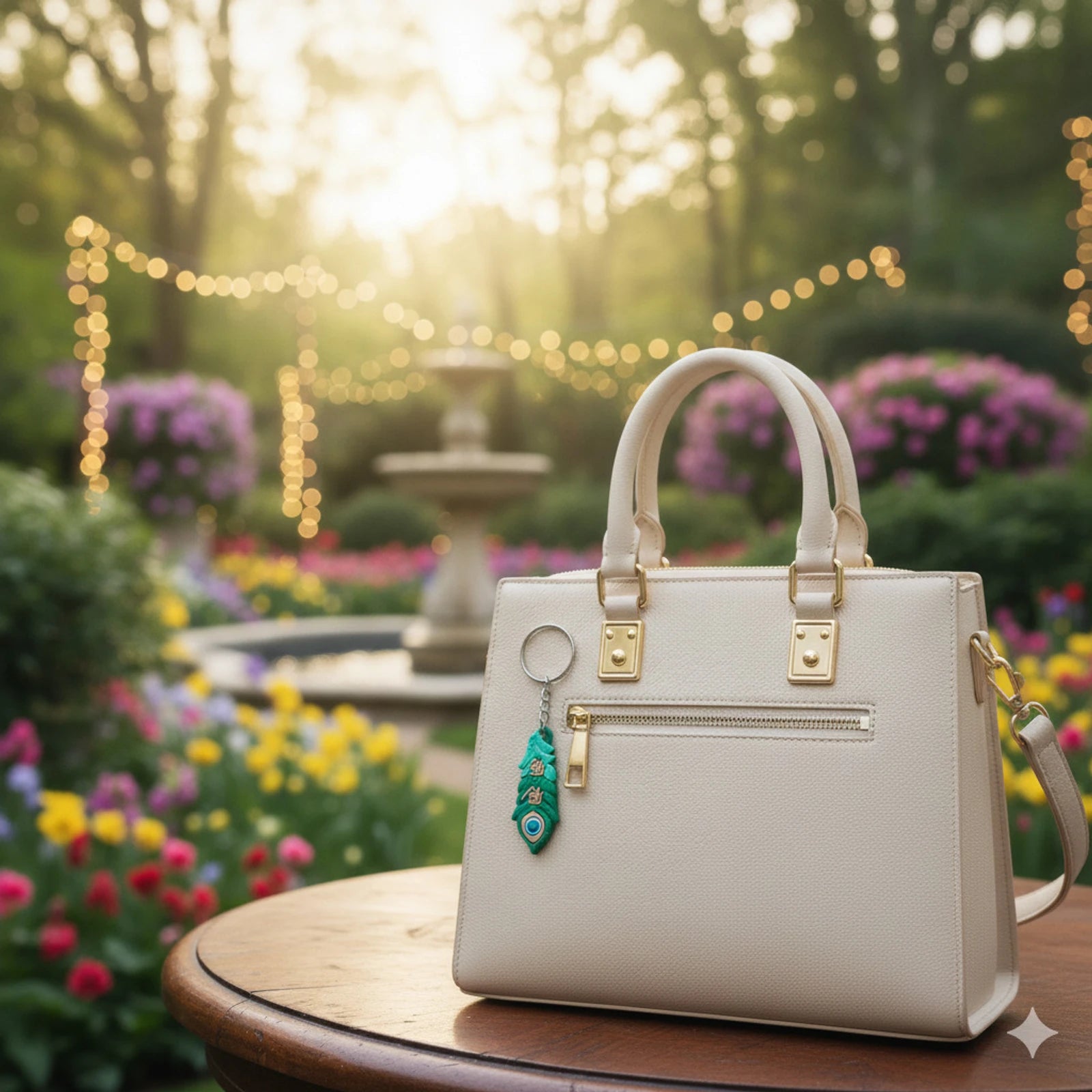 20504 {Pack of 12 } 3D Mor Pankh Keychain with Shri/Radhe , Vastu Good Luck Charm for car, bike, home keychain