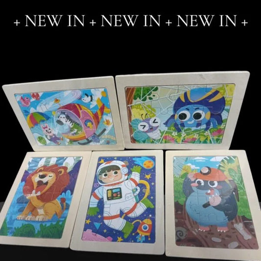 20030 12 Pieces Wooden Jigsaw Tetris Puzzle Kids Cartoon Animal Vehicle Puzzles Games