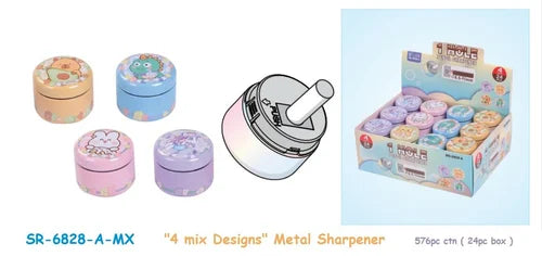 6828 Round Metal Pencil Sharpener Random Design