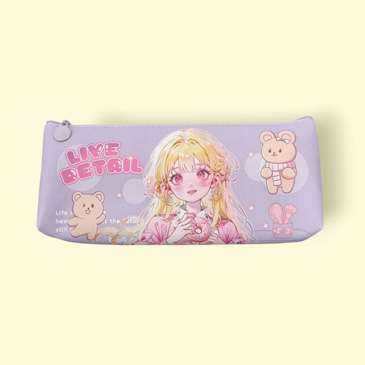 10721 Pencil Pouch for Boys and Girls Pencil Case School Stationery 1 Zipper {Random Design}
