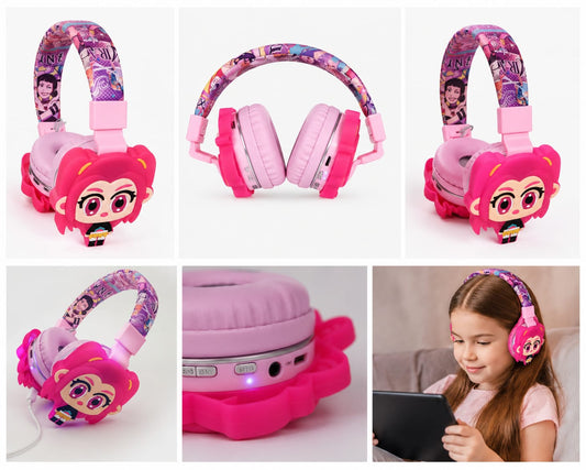AH-706V K-Pop Rumi Mira Zoey Wireless Cartoon Headset Cute Anime Earphone HiFi Sound Stereo Headphone for Children Kids Birthday Gift