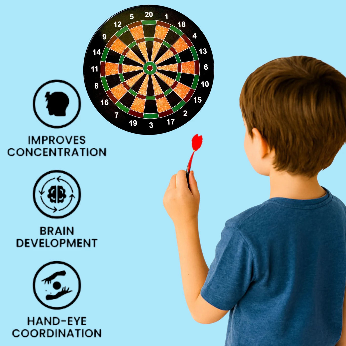 20696 Magnetic Dart Board Game for Kids – 28.5 Cm Indoor & Outdoor Fun with 4 Soft Darts