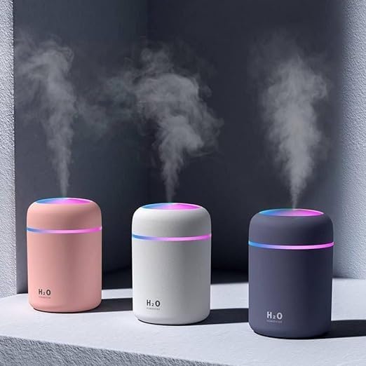 20731 Portable Mini USB Humidifier 300ml Ultrasonic Cool Mist with LED Night Light, Silent Air Humidifier for Bedroom, Office, Car