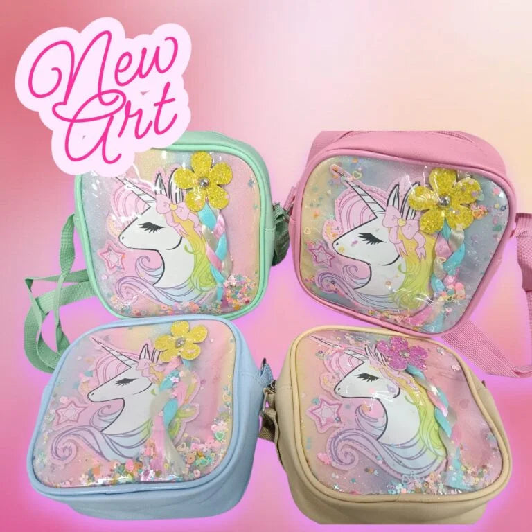 10694 Mini Unicorn Crossbody Bag for Kids – Cartoon Shoulder Bag with Adjustable Strap {Multicolor}