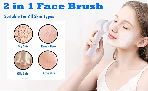 20552 Manual Facial Cleansing brush, 2-in-1 Skin Care face brush, silicone facial scrubber Manual Dual Face Wash Brush for Deep Pore Exfoliation Massaging