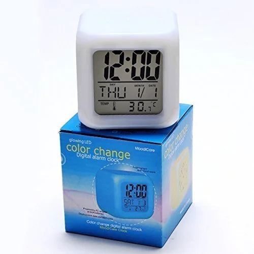 11258 Colour Changing LED Digital Alarm Clock with Date, Time -Multicolor