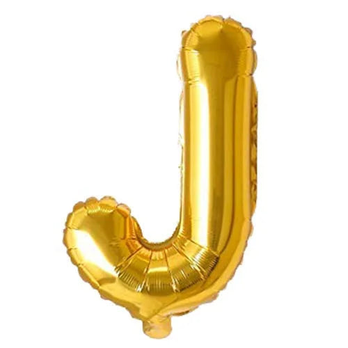 09018 (10 pcs) J Gold Letter Foil Balloon