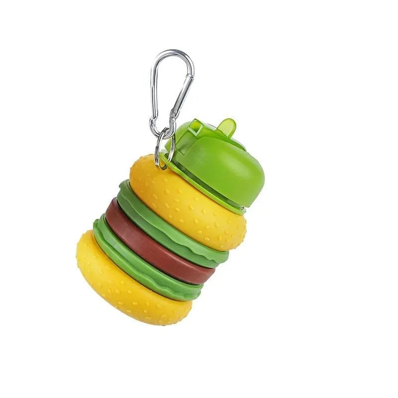 9057 Silicone Burger Shape Water Bottle BPA-Free 600 ML Water Bottle for School, Travel ,Trekking, Picnic (Random Design)