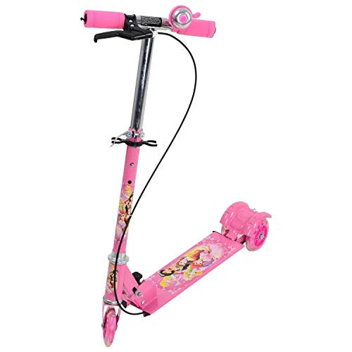 20066 Kids 3 Wheel Foldable Scooter Cycle with Height Adjustment & Led Light on Wheel(Break and Bell) for Boys and Girls (Multi Color)