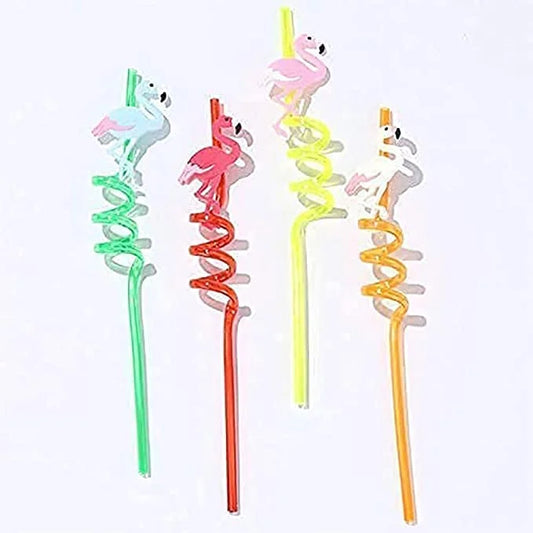 7044 Fruit Shape 4 pcs Funny PVC Plastic Drinking Straws Colorful Spiral Straws