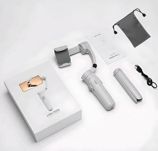 M1 3-Axis Smartphone Stabilizer Gimbal, White, Foldable Design, Portable Video Recording