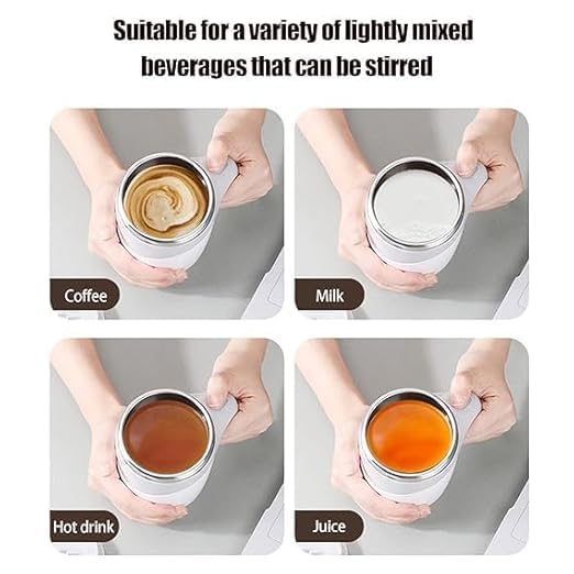 DTM-360 Automatic Magnetic Stirring Coffee Mug – Self Mixing Electric Cup for Coffee, Milk & Cocoa | Battery Operated Rotating Mug for Home, Office & Travel (380 ml)