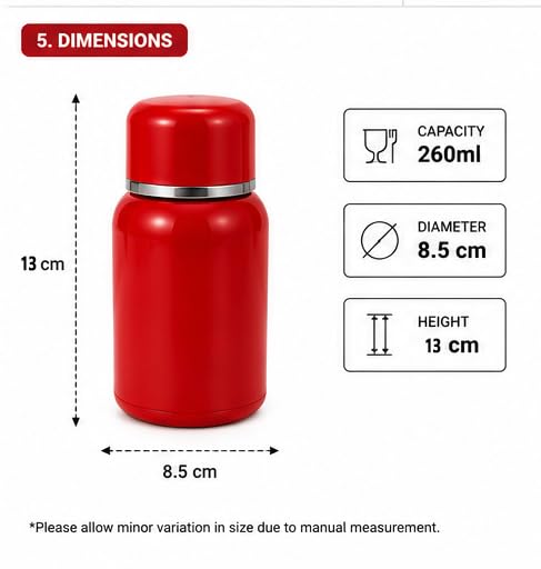 HQ-6185 Stainless Steel Mini Vacuum Flask Leak Proof Double Wall Insulated Water Bottle 350ml