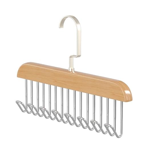 20877 Multi Purpose 8 Hook Wooden Hangers,Wooden Belt Hanger, Tie 8 Hook Hanger,Closet Hangers, Foldable Hooks Wood Hanger