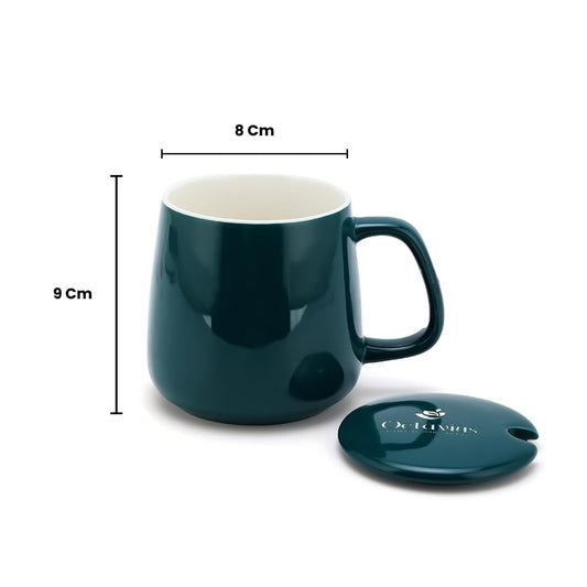 20176 Tea/Coffee Mug Warmer - 350 Ml | Heating Function Electric Warmer Plate with Auto Shut Off | for Home and Office Use | Includes: Mug, Lid and Heating Plate - Green