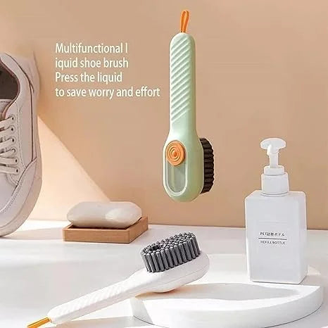 10093 Cleaning Brush Soap Dispensing Cleaning Brush Shoe , Cloth & Kitchen Cleaning Brush (Multicolor)