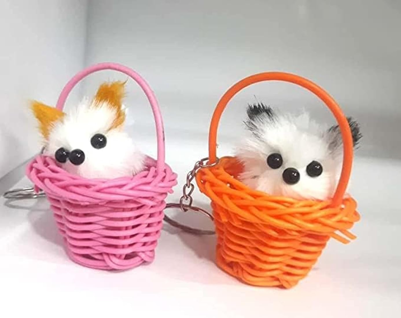 11323 Birthday party Return gift ideas bulk for kids children boys girls Cute Kitty in Sitting Basket Keychain