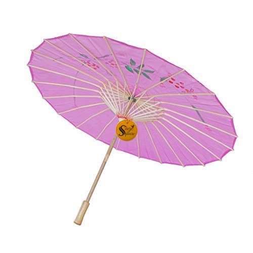 21085 Traditional Handmade Chinese Cloth Floral Wooden Umbrella Wedding Dance Parties Props (Multicolor)