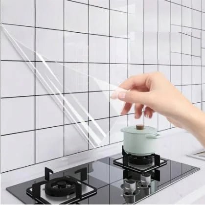 10327 Kitchen Anti-Oil & High-Temperature Resistance Transparent Tile Sticker, Kitchen Backsplash Clear Wall Protector, Splash Protection Moisture Proof Self Adhesive (60 x 200 cm)