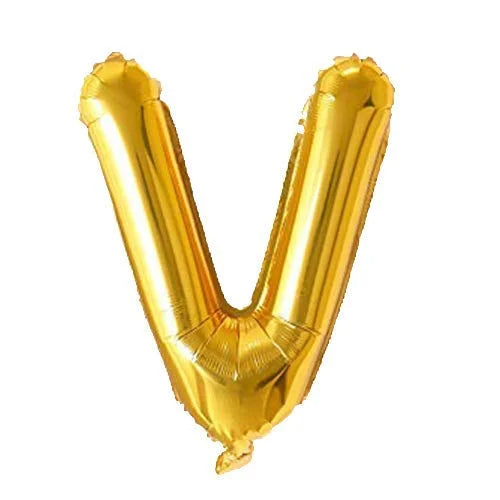 9033 (10 pcs) V Gold Letter Foil Balloon