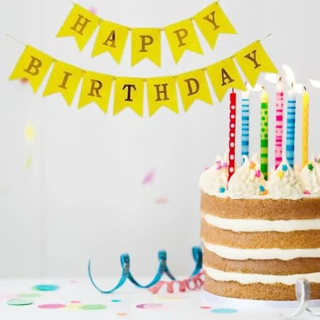 9051 Happy Birthday Paper Banner V cut, For Decoration random colour