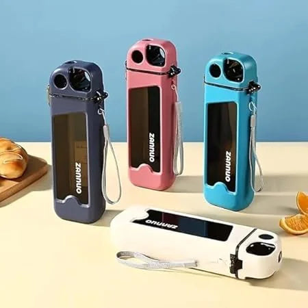 20060 H2O flow bottle, Rectangle Water Bottle, Unbreakable Plastic, Double-Walled Locking Lid, Leakproof with Straw,(MULTI)