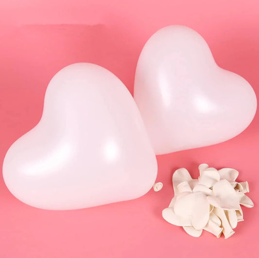 10278 – (50 pcs) White Heart Shape Balloons