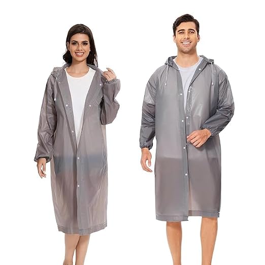 20872 Raincoat for Men Women  Waterproof EVA Rain Coat with Hood | Lightweight Reusable Foldable | Bike Scooty Riding Travel Monsoon | Full Length Poncho Rainwear {Random Color}