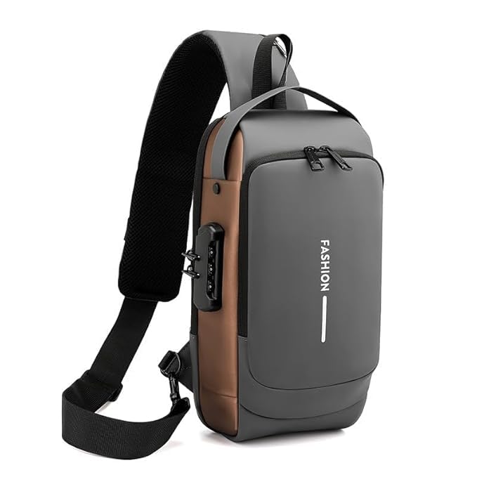 20405 Sling Bag for Men Stylish Crossbody Backpack for Men & Women, Anti-Theft Chest Bag with USB Charging Port, Messenger Bags
