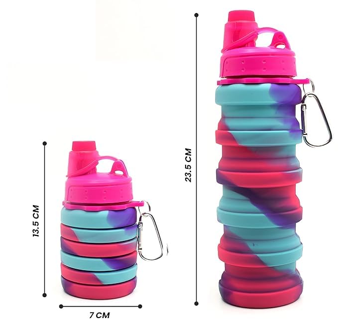 20051 Water Bottle, Solid Color Silicone Foldable Water Bottle For Sports, Trekking, Cycling, Outdoor