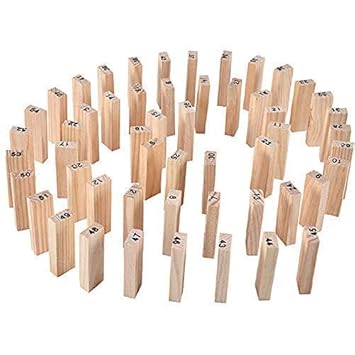 20672 Wooden Stacking Tower Numbers 54 Pieces Building Blocks Game Board for 2 + Years Old Kids & Adult