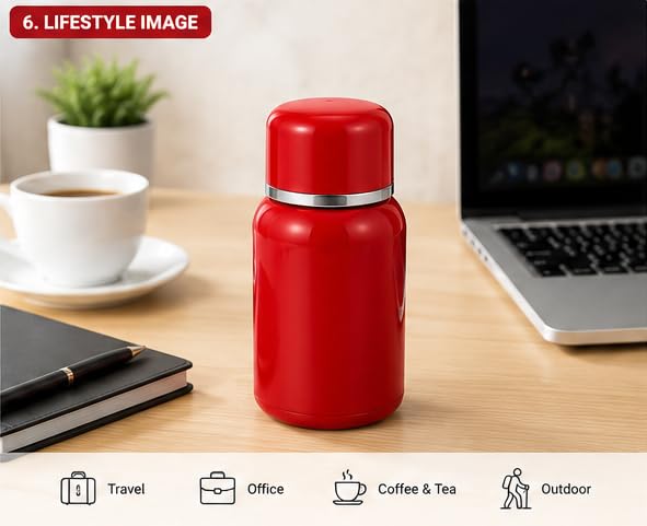 HQ-6185 Stainless Steel Mini Vacuum Flask Leak Proof Double Wall Insulated Water Bottle 350ml