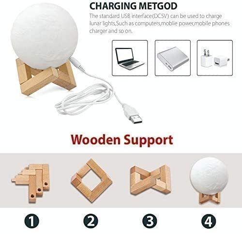11201 3D Moon Night Lamp for Home Decorative Fancy Night Lamps for Bedroom Lights for Adults and Kids Home Room Beautiful Indoor Lighting