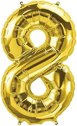 9047 (10pcs) Number 8 Foil Golden Balloon