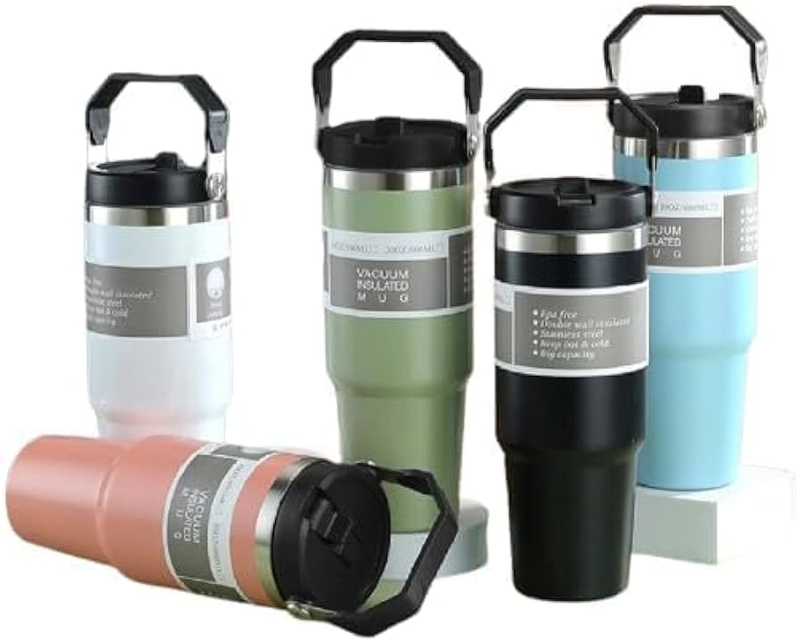 20700 Insulated Travel Tumbler, Stainless Steel, Ergonomic Handle, Straw Lid, Vacuum Insulated for Hot and Cold Drinks, Outdoor Adventure Mug