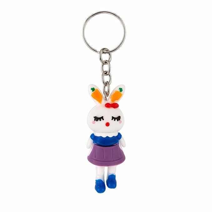 20894 {Pack of 12} Cute Rabbit Girl PVC Keychain | Cartoon Bunny Character Key Ring for Car Bike Keys