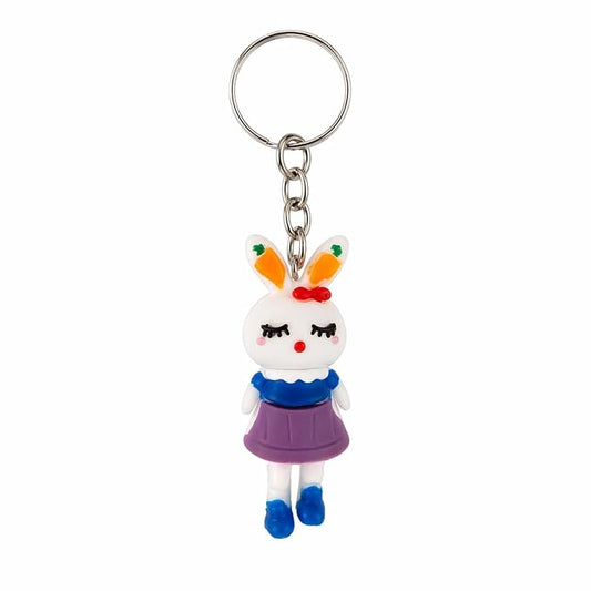 20894 {Pack of 12} Cute Rabbit Girl PVC Keychain | Cartoon Bunny Character Key Ring for Car Bike Keys