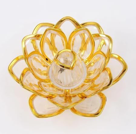 10300 Lotus LED Tea Light Candles | Battery-Operated | Flameless & Smokeless | Multicolor Acrylic Design | Home Décor,Wedding, Festival {Golden}
