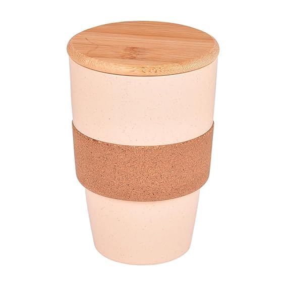 20868 Eco-Friendly Mug, Spill-Proof, Made of Wheat Fiber with Bamboo Lid for Coffee, Tea, Shakes and Cold Drinks (450 ML)