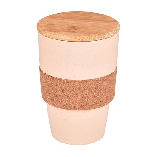 20868 Eco-Friendly Mug, Spill-Proof, Made of Wheat Fiber with Bamboo Lid for Coffee, Tea, Shakes and Cold Drinks (450 ML)