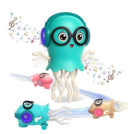 20556 Dancing Jellyfish Toy with Light Up Musical Features and 360 Degree Rotating Tentacles | Automatic Moving Cartoon Jelly Fish Toy for Kids Boys Girls (Multicolor)